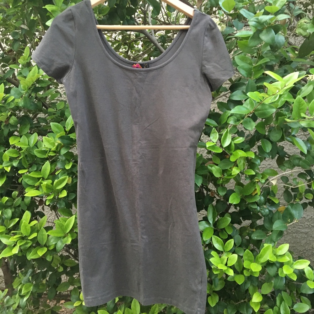 Forever 21 grey short sleeve Cotton Boatneck dress